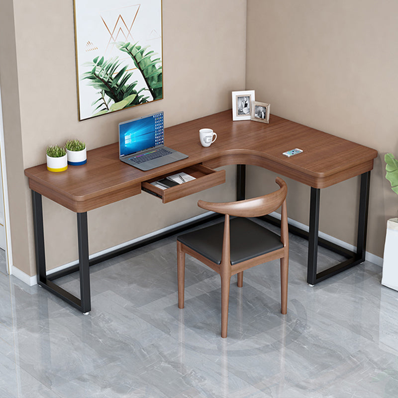 L-Shape Solid Pine Writing Table Industrial Home Working Table