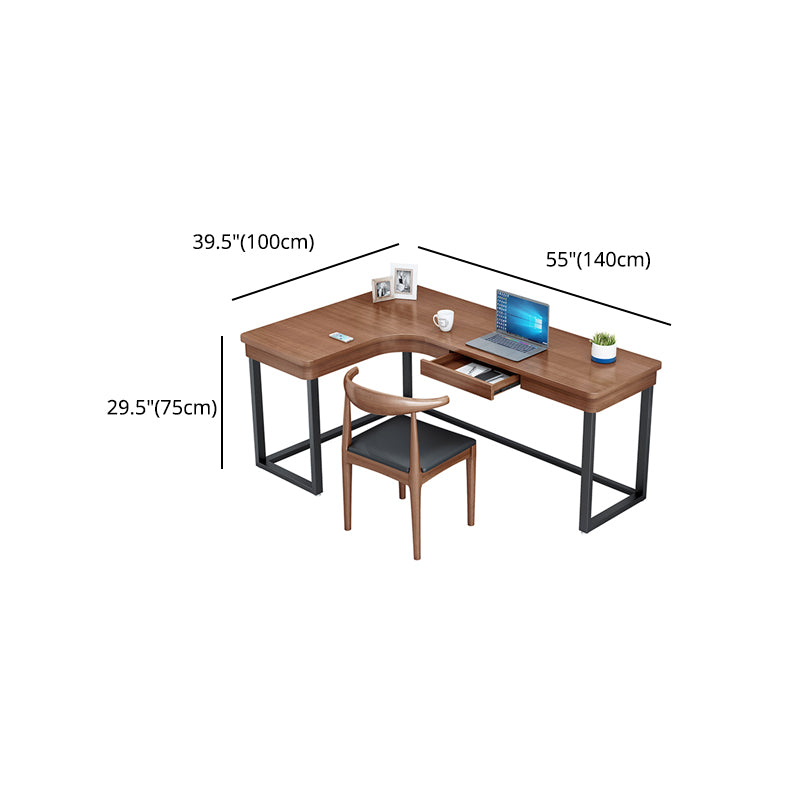 L-Shape Solid Pine Writing Table Industrial Home Working Table