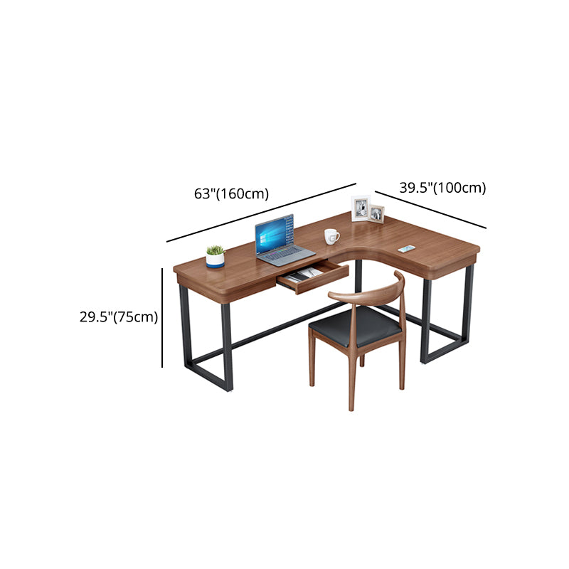 L-Shape Solid Pine Writing Table Industrial Home Working Table