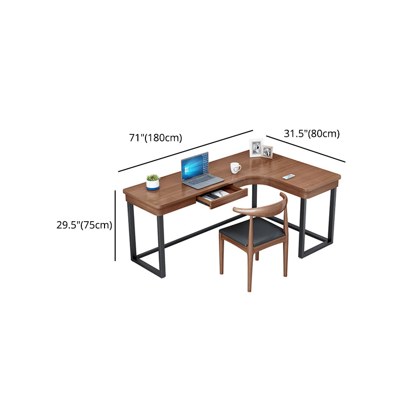 L-Shape Solid Pine Writing Table Industrial Home Working Table