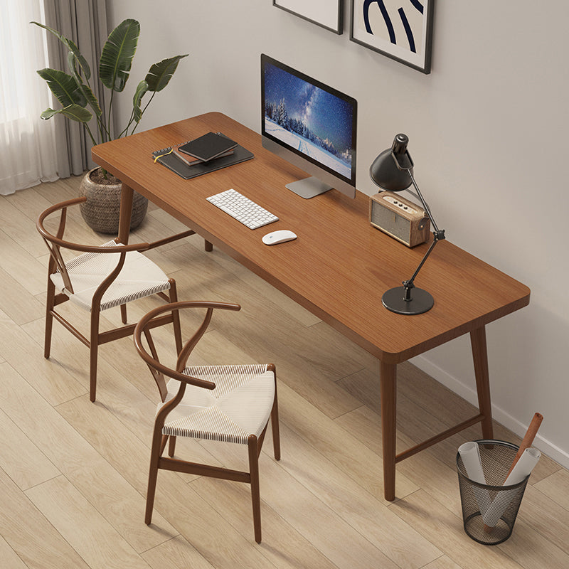 Contemporary H-Shape Writing Desk Rectangular Solid Wood Office Desk