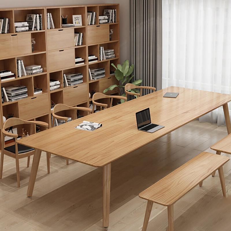 Solid Pinewood Office Writing Table Modern Rectangle Meeting Table