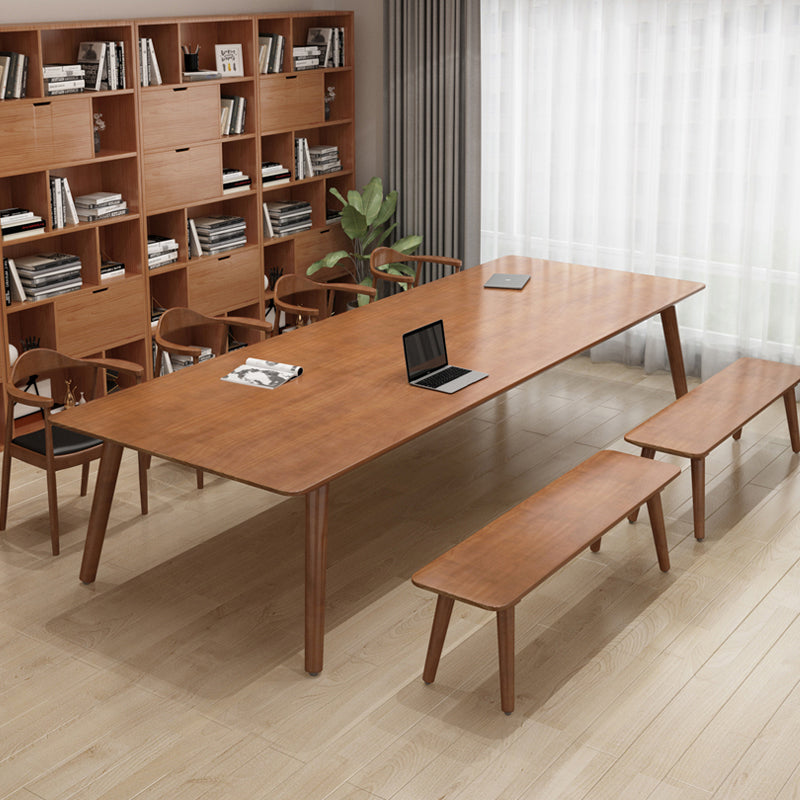 Solid Pinewood Office Writing Table Modern Rectangle Meeting Table