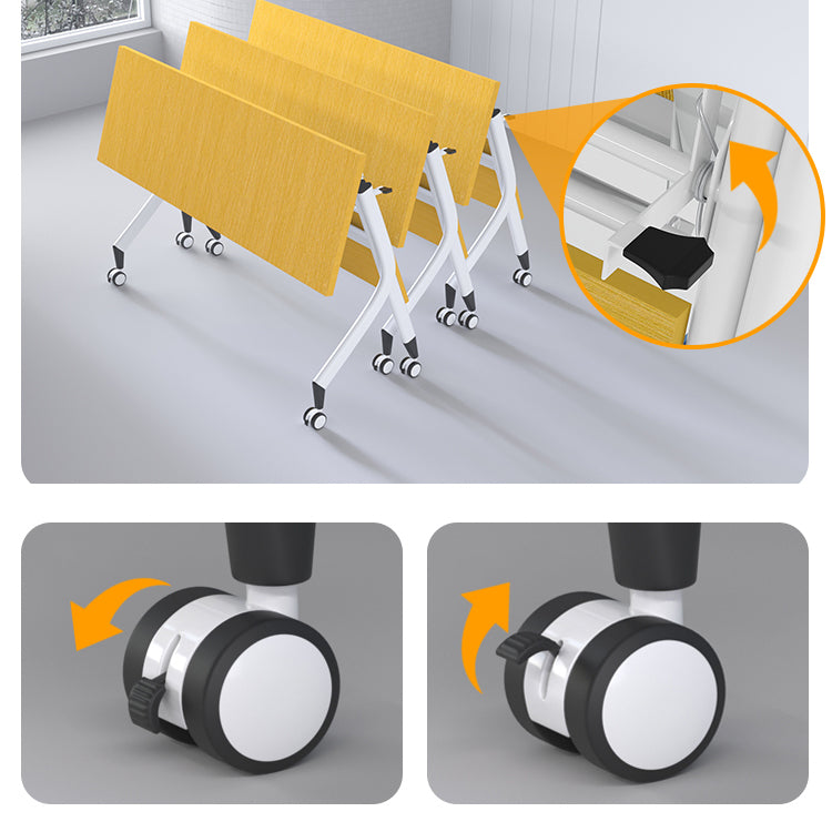 Modern Folding Writing Desk Manufactured Wood Top Desk with Caster Wheels