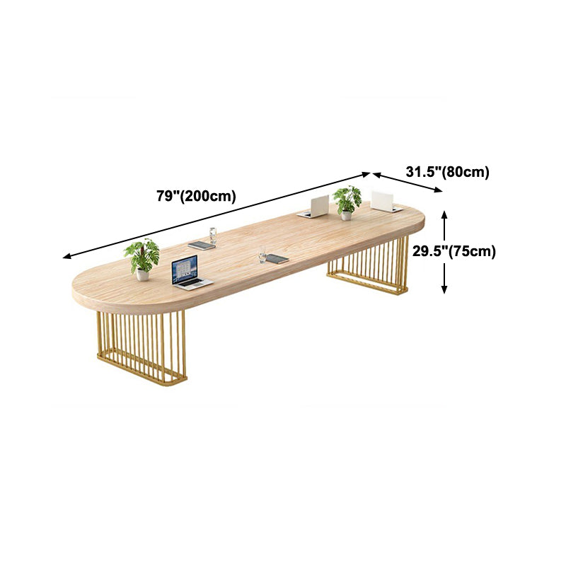 Contemporary Style Office Desk Oval Meeting Solid Wood Writing Desk