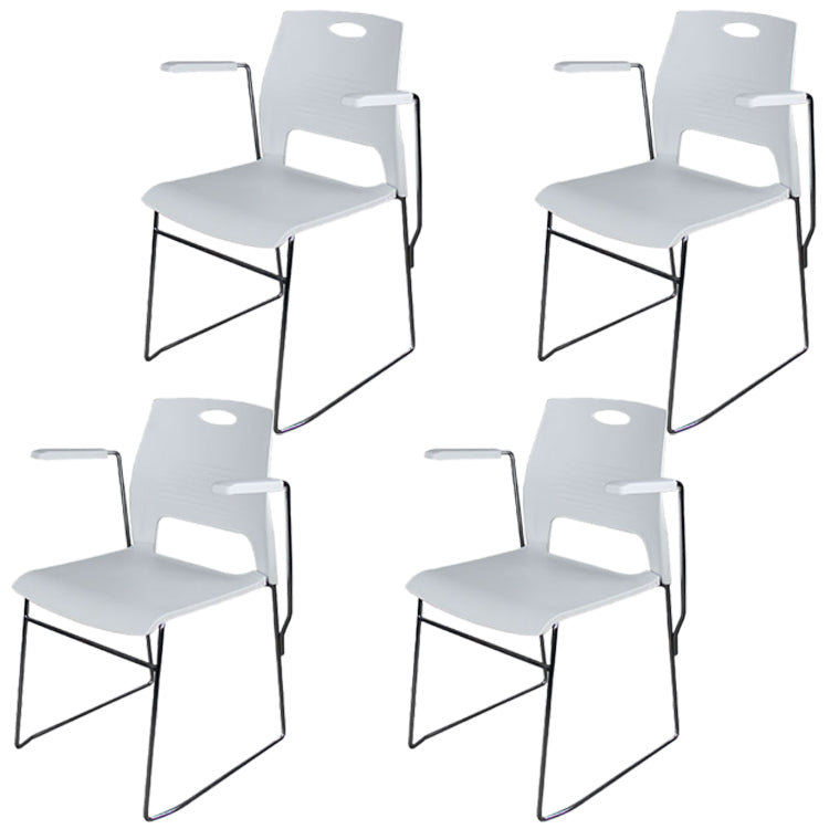 Silver Steel Frame Conference Chair Plastic Low Back Conference Chair