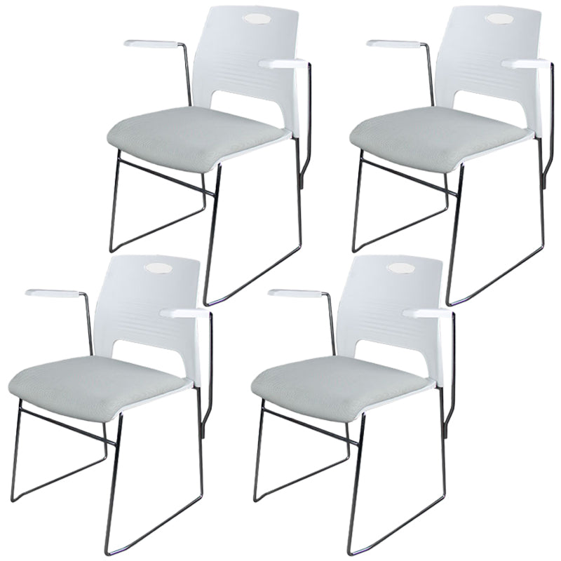 Silver Steel Frame Conference Chair Plastic Low Back Conference Chair