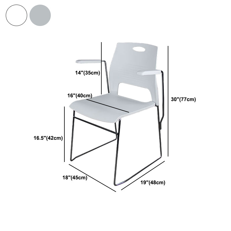 Silver Steel Frame Conference Chair Plastic Low Back Conference Chair