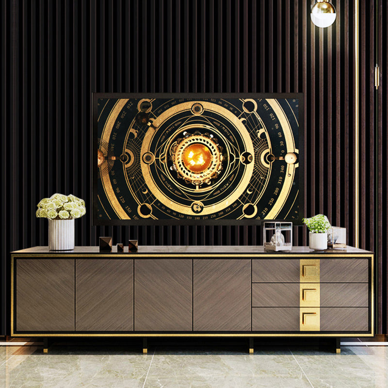 Luxury Black Enclosed TV Storage Home Rectangle Glass TV Cabinet