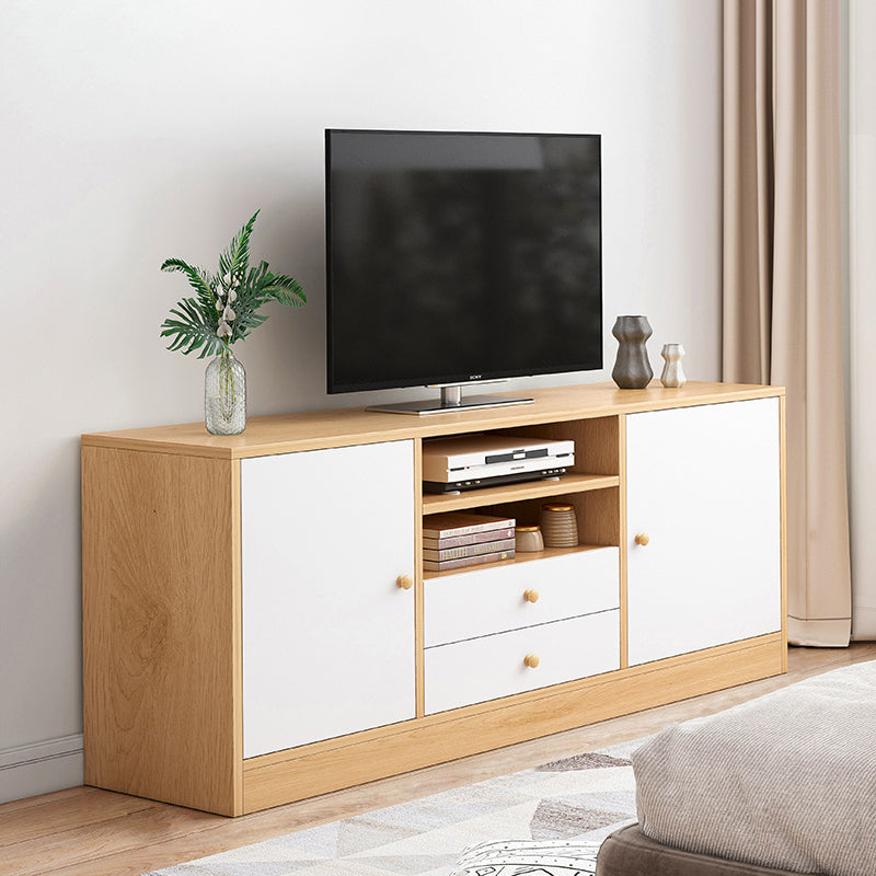 Scandinavian Style Wood TV Stand Open Storage TV Stand Console with Shelves