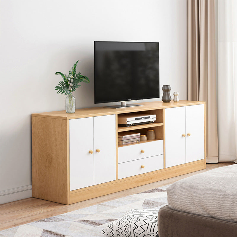 Scandinavian Style Wood TV Stand Open Storage TV Stand Console with Shelves