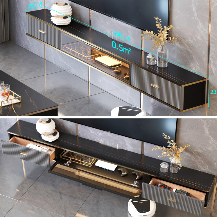 Glam Stone Wall-mounted TV Stand 2 Drawers and 1-Door TV Cabinet