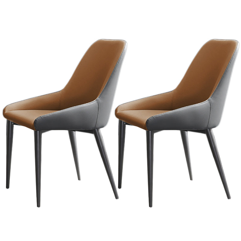 Modern Leather Dining Chair Parsons Chair with Matal Legs in Matte Finish for Home