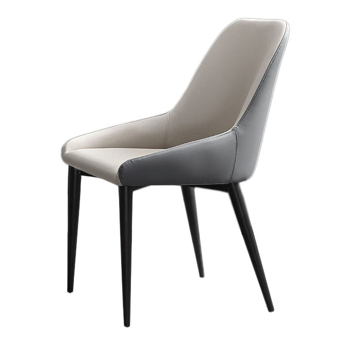 Modern Leather Dining Chair Parsons Chair with Matal Legs in Matte Finish for Home