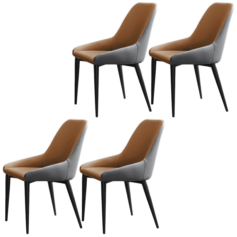 Modern Leather Dining Chair Parsons Chair with Matal Legs in Matte Finish for Home