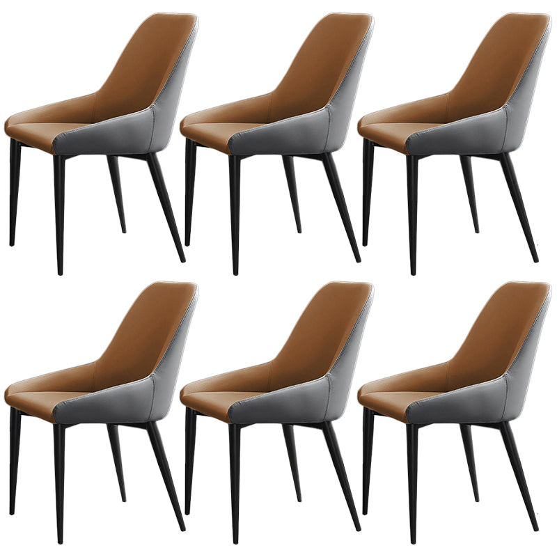 Modern Leather Dining Chair Parsons Chair with Matal Legs in Matte Finish for Home