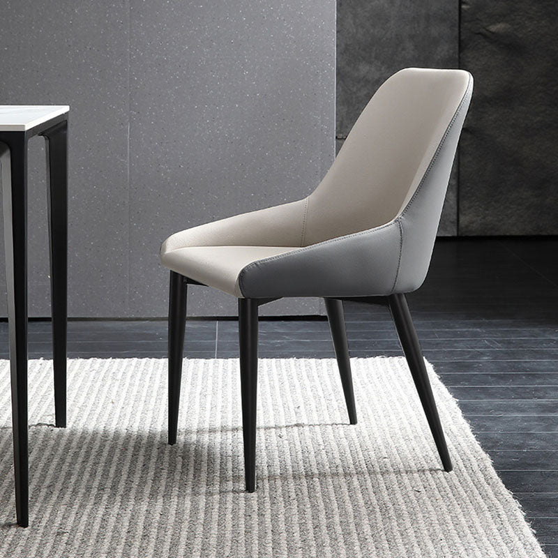 Modern Leather Dining Chair Parsons Chair with Matal Legs in Matte Finish for Home