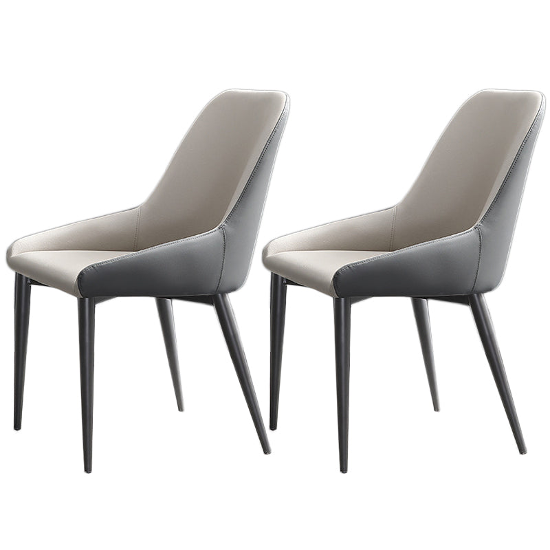 Modern Leather Dining Chair Parsons Chair with Matal Legs in Matte Finish for Home