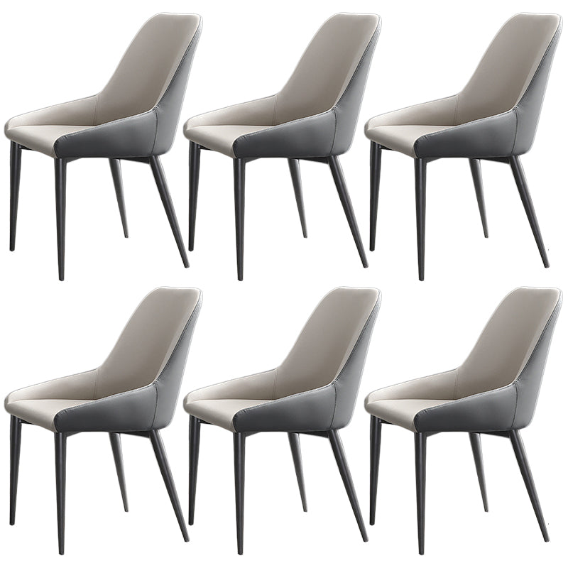 Modern Leather Dining Chair Parsons Chair with Matal Legs in Matte Finish for Home