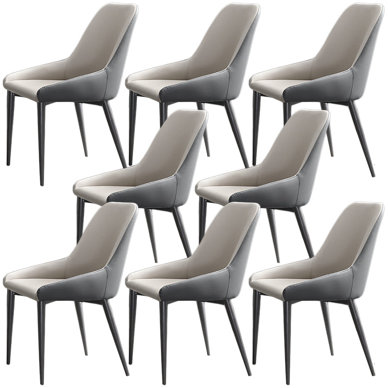 Modern Leather Dining Chair Parsons Chair with Matal Legs in Matte Finish for Home