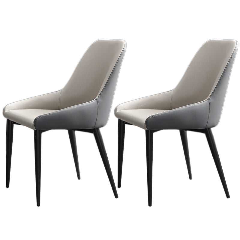 Modern Leather Dining Chair Parsons Chair with Matal Legs in Matte Finish for Home