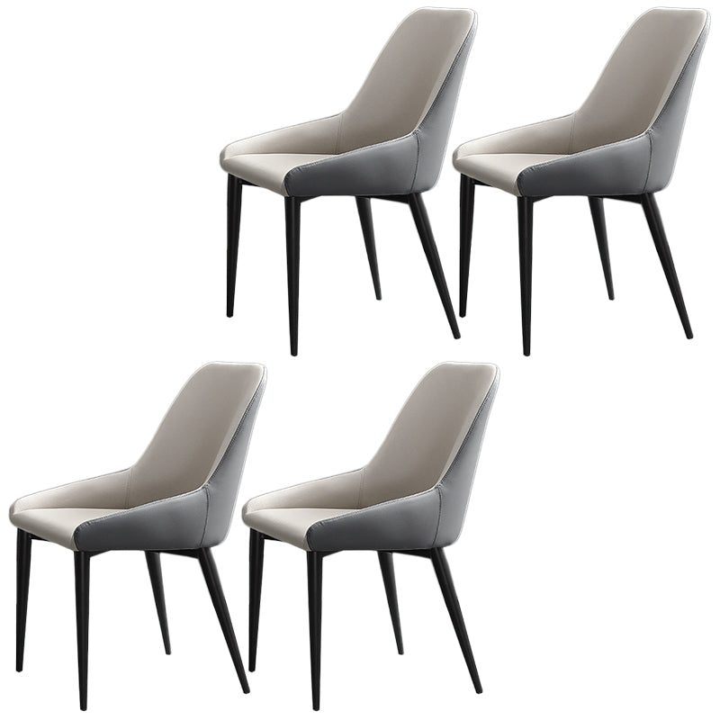 Modern Leather Dining Chair Parsons Chair with Matal Legs in Matte Finish for Home