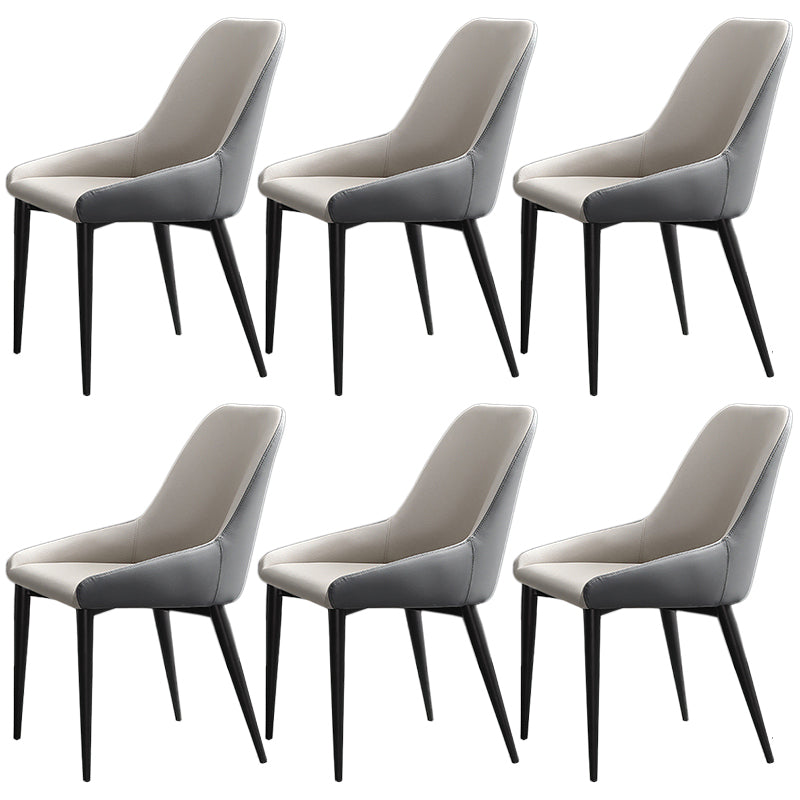 Modern Leather Dining Chair Parsons Chair with Matal Legs in Matte Finish for Home