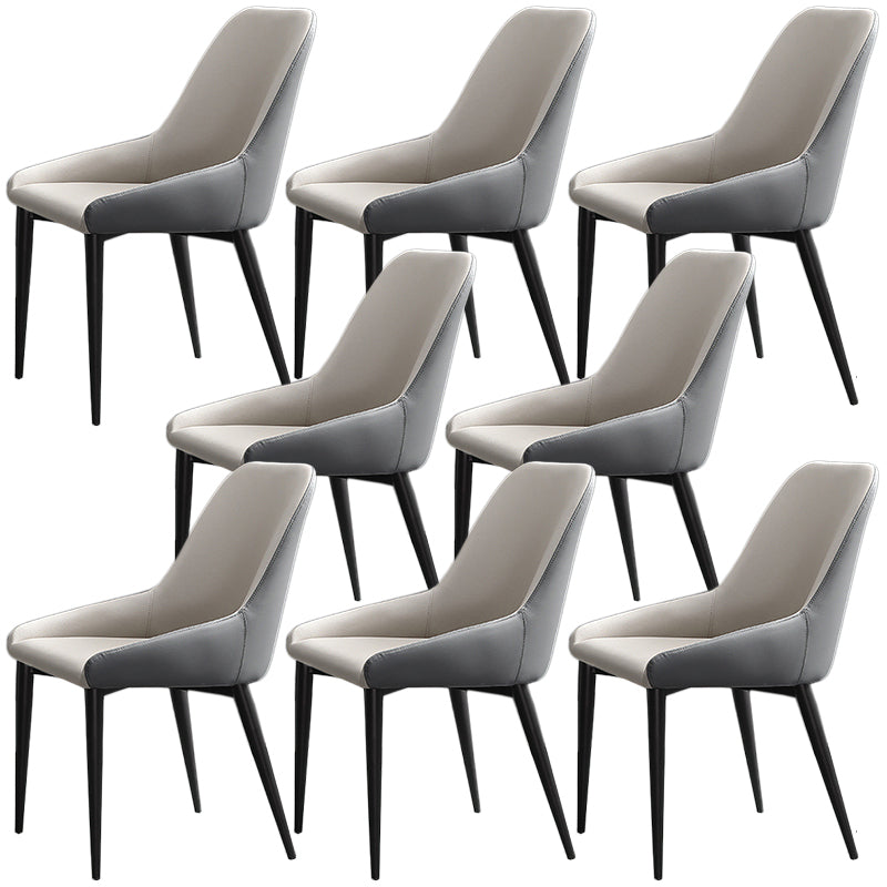 Modern Leather Dining Chair Parsons Chair with Matal Legs in Matte Finish for Home