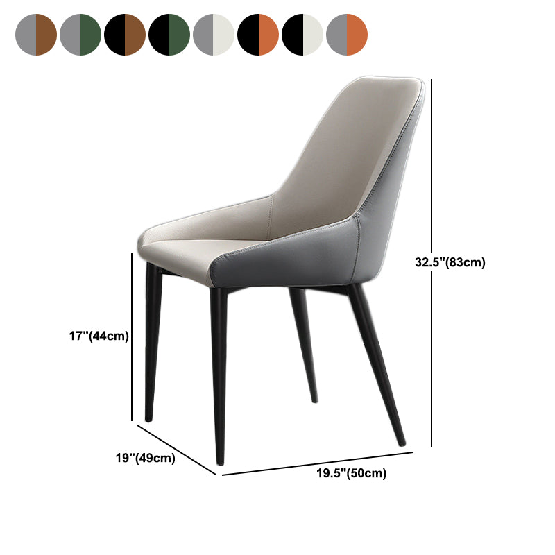 Modern Leather Dining Chair Parsons Chair with Matal Legs in Matte Finish for Home