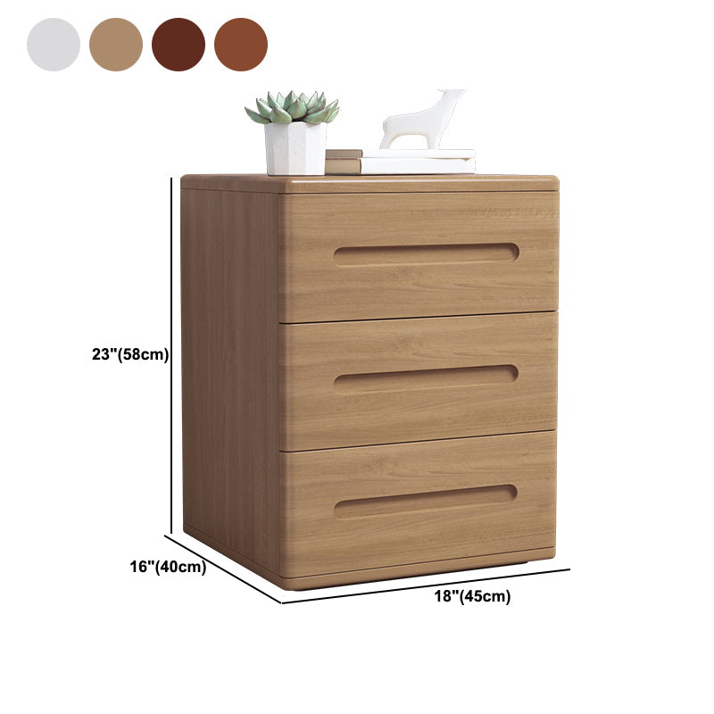 Wooden Nightstand 22.8"Tall 3 - Drawer Nightstand in Brown/ Natural / White