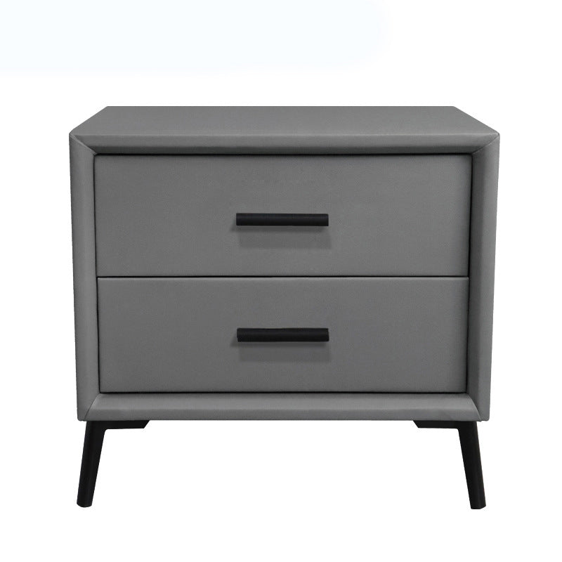 Two Drawer Solid Color Wood Nightstand 19.2"Tall Night Table