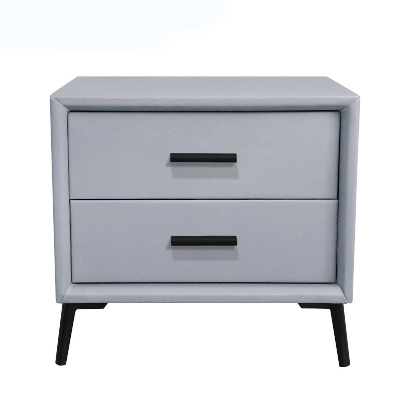 Two Drawer Solid Color Wood Nightstand 19.2"Tall Night Table