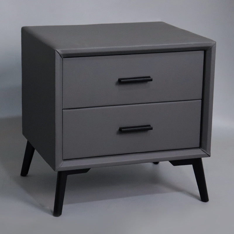 Two Drawer Solid Color Wood Nightstand 19.2"Tall Night Table