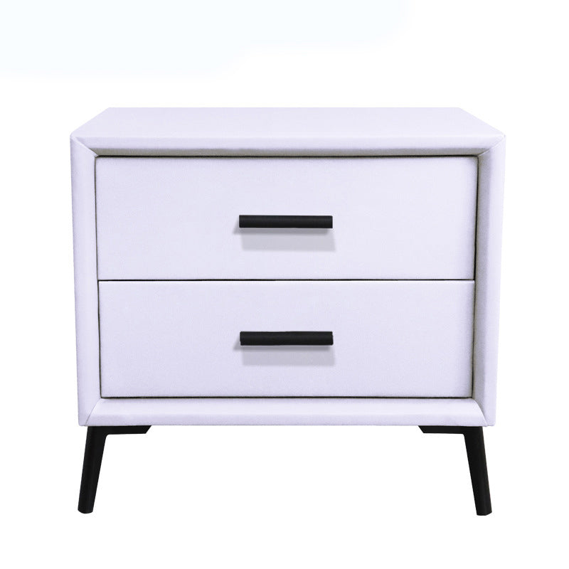 Two Drawer Solid Color Wood Nightstand 19.2"Tall Night Table