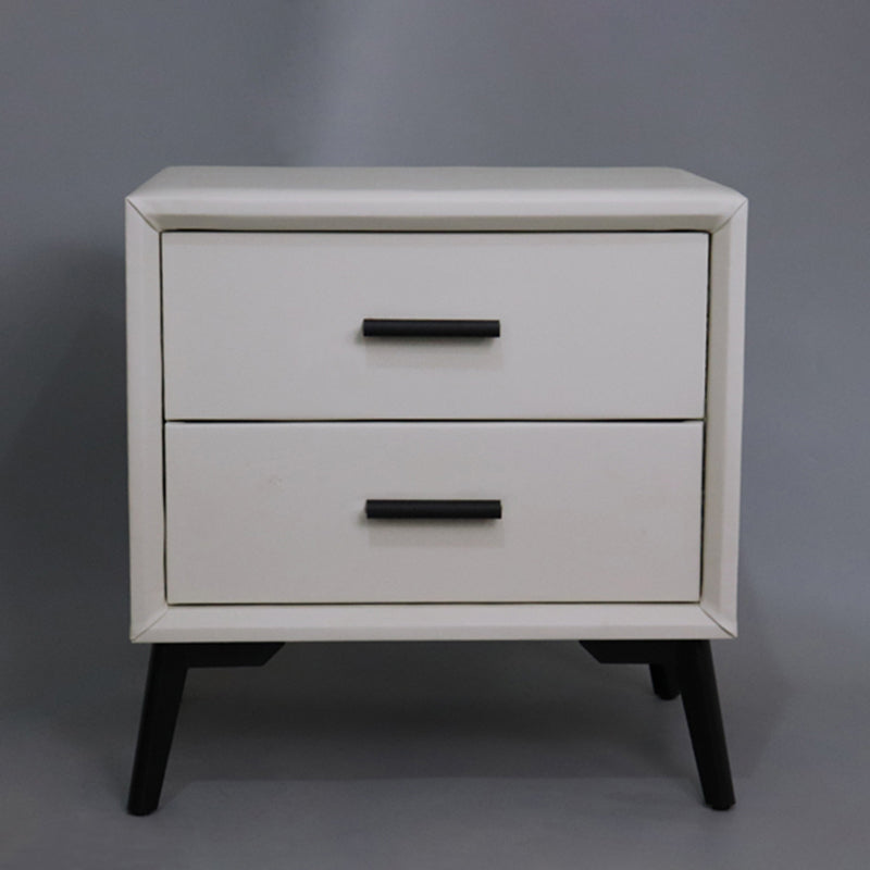 Two Drawer Solid Color Wood Nightstand 19.2"Tall Night Table