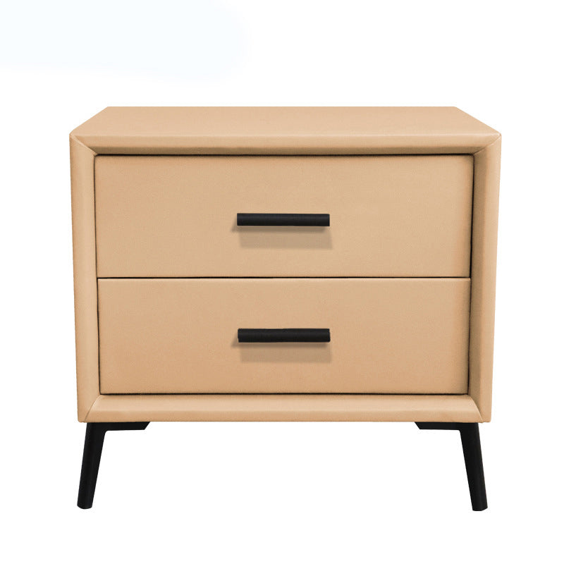 Two Drawer Solid Color Wood Nightstand 19.2"Tall Night Table