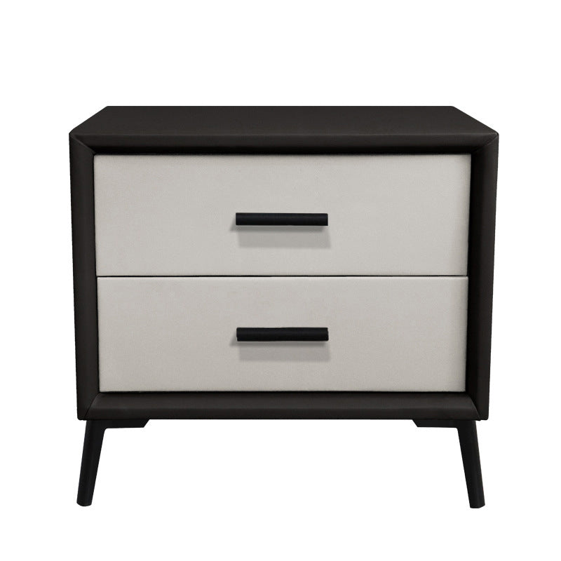 Two Drawer Solid Color Wood Nightstand 19.2"Tall Night Table