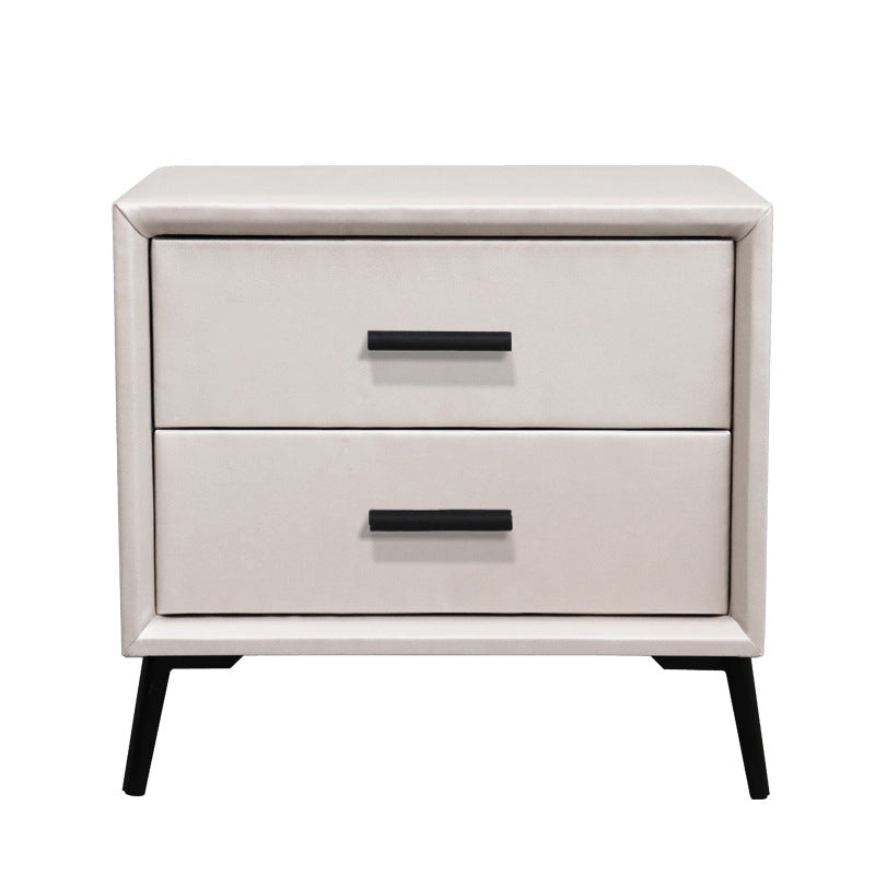 Two Drawer Solid Color Wood Nightstand 19.2"Tall Night Table