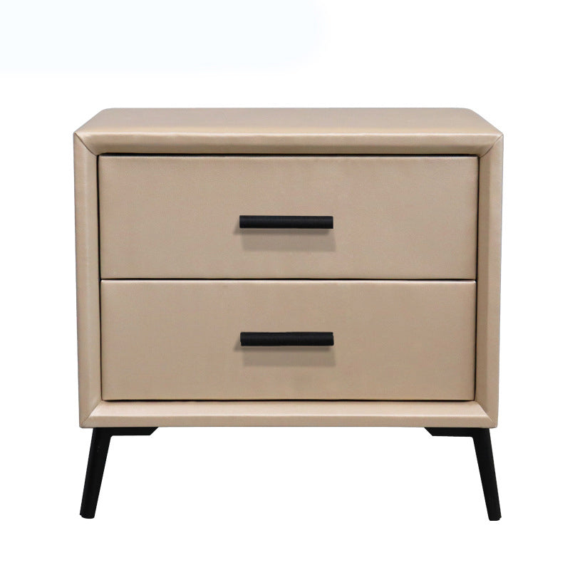 Two Drawer Solid Color Wood Nightstand 19.2"Tall Night Table