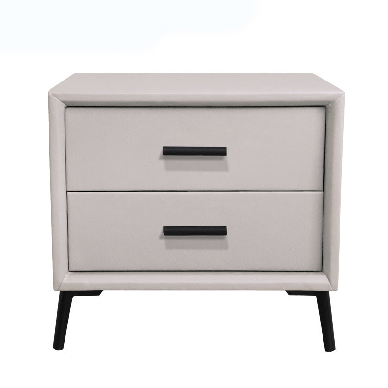 Two Drawer Solid Color Wood Nightstand 19.2"Tall Night Table