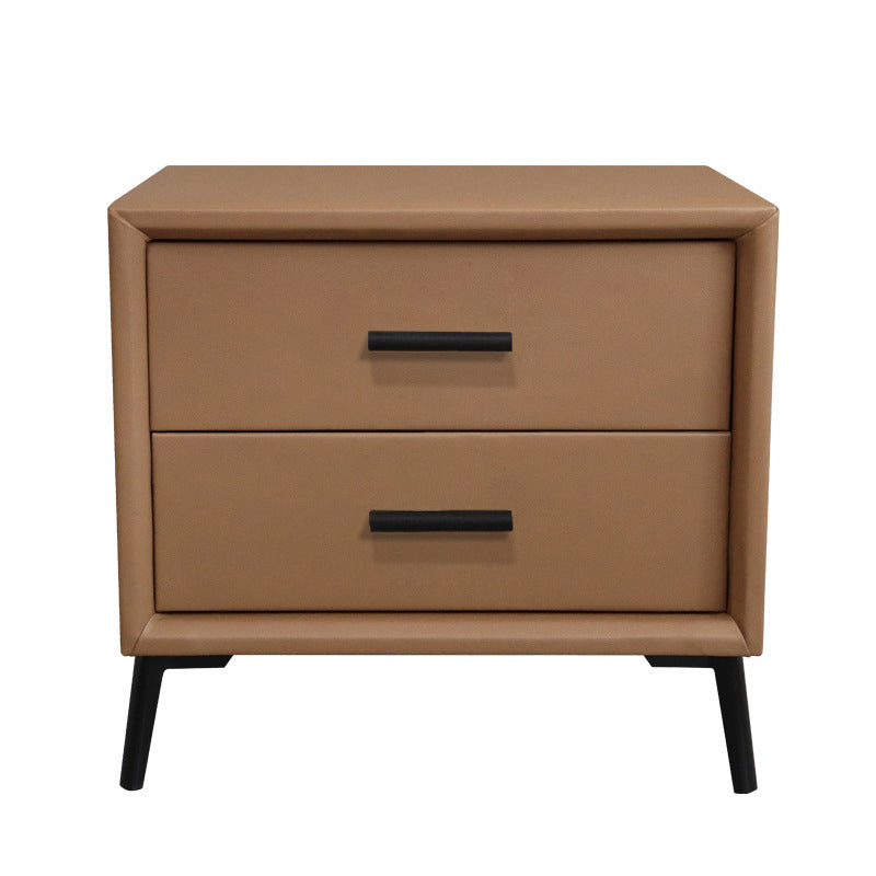 Two Drawer Solid Color Wood Nightstand 19.2"Tall Night Table