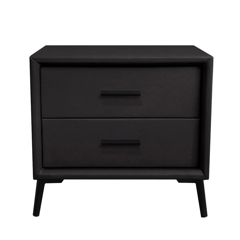 Two Drawer Solid Color Wood Nightstand 19.2"Tall Night Table