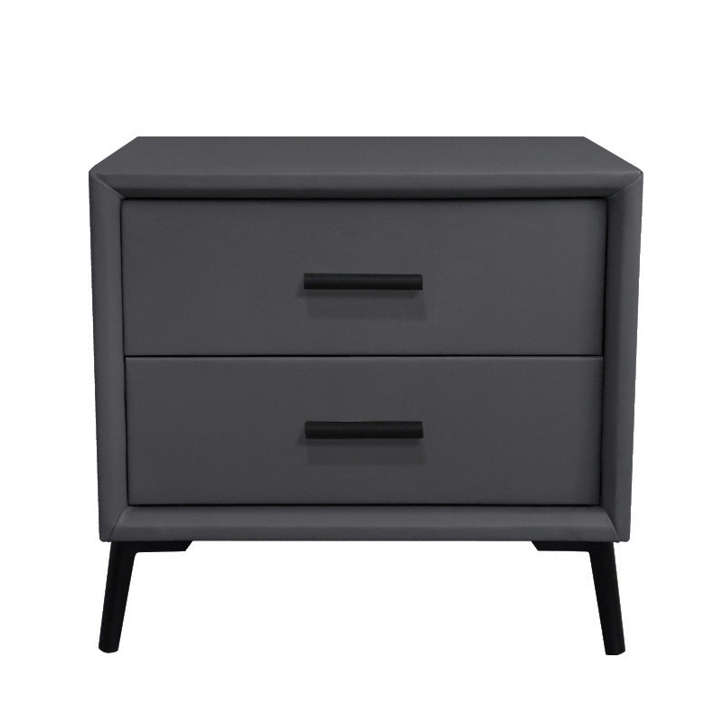 Two Drawer Solid Color Wood Nightstand 19.2"Tall Night Table