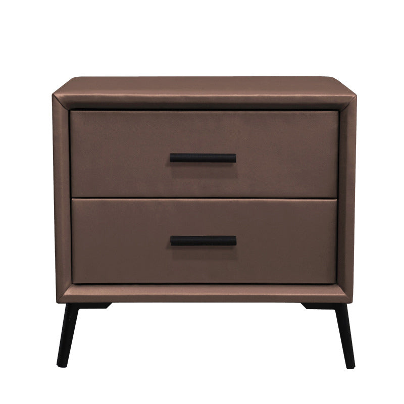 Two Drawer Solid Color Wood Nightstand 19.2"Tall Night Table