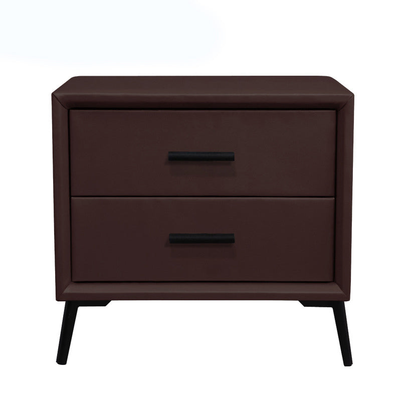 Two Drawer Solid Color Wood Nightstand 19.2"Tall Night Table