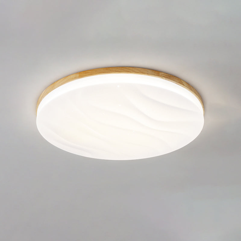 Modern Round Shape Ceiling Light Wood LED Flush Mount Light for Living Room