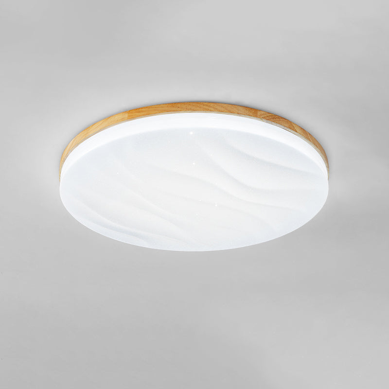 Modern Round Shape Ceiling Light Wood LED Flush Mount Light for Living Room