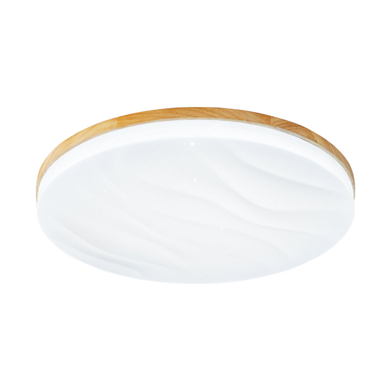 Modern Round Shape Ceiling Light Wood LED Flush Mount Light for Living Room