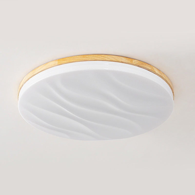 Modern Round Shape Ceiling Light Wood LED Flush Mount Light for Living Room