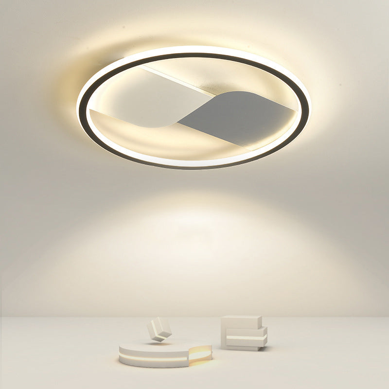 Modern Style Round Ceiling Light Metal 1 Light Ceiling Lamp for Bedroom in Black